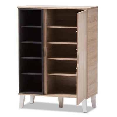 Adelina Mid - Century Modern 1 - Door Wood Shoe Cabinet - Brown - Baxton Studio 3 Adelina Mid - Century Modern 1 - Door Wood Shoe Cabinet - Brown - Baxton Studio