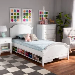 Elise Wood Storage Platform Bed White - Baxton Studio -Baxton Studio GUEST 016e8446 ed12 45e6 b4b2 e16e6181e822