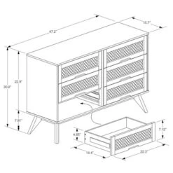 Barrett Wood And Synthetic Rattan 6 Drawer Dresser Walnut Brown - Baxton Studio -Baxton Studio GUEST 0192a8e6 94b8 409f 973a 8598b6f5090e