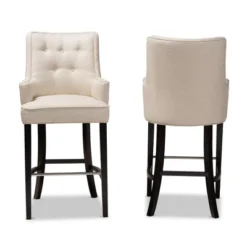 2pc Aldon Upholstered And Wood Bar Stool Set - Baxton Studio