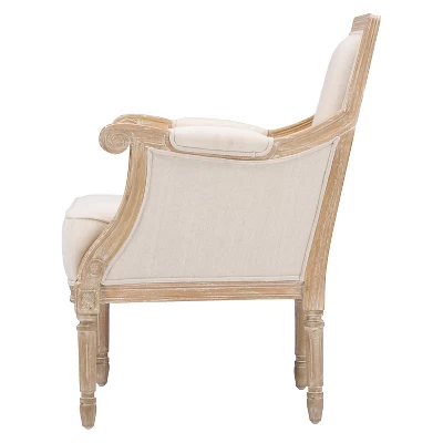 Chavanon Wood & Linen Traditional French Accent Chair Light Beige - Baxton Studio 5 Chavanon Wood & Linen Traditional French Accent Chair Light Beige - Baxton Studio - Image 3