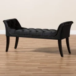 Chandelle Luxe And Contemporary Velvet Upholstered Bench Black - Baxton Studio -Baxton Studio GUEST 02c31847 e8c0 44f2 8371 f828713f6ee8