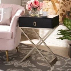 1 Drawer Patricia Brass Tone Metal Nightstand - Baxton Studio -Baxton Studio GUEST 0307bafc bc51 4c53 8fa3 e4bdface855e