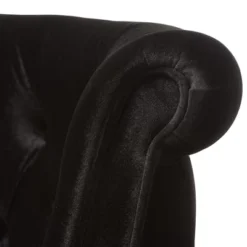 Flax Victorian Style Contemporary Velvet Fabric Upholstered 2 Seater Loveseat Black - Baxton Studio -Baxton Studio GUEST 031c8944 4a0d 4f55 90b9 c74663e618ba