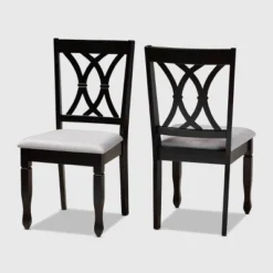 2pc Reneau Upholstered Wood Dining Chair Set - Baxton Studio -Baxton Studio GUEST 038ec7c5 99d9 4d03 95c1 7868d90d51ef