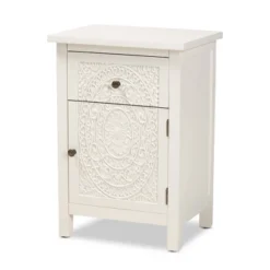 Lambert Wood 1 Drawer Nightstand White - Baxton Studio -Baxton Studio GUEST 03bec3ed 1892 4427 bc5e be539eafbe19