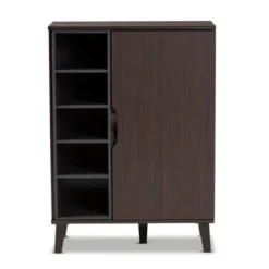 Idina Mid-Century Wood 1 Door Shoe Cabinet Brown/Gray - Baxton Studio -Baxton Studio GUEST 04b01f04 cb91 455e 81c3 aec59a95cc7c