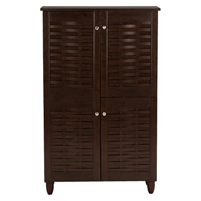 Winda Modern And Contemporary 4-Door Wooden Entryway Shoes Storage Cabinet - Dark Brown - Baxton Studio 3 Winda Modern And Contemporary 4-Door Wooden Entryway Shoes Storage Cabinet - Dark Brown - Baxton Studio