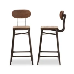 Set Of 2 Varek Bamboo And Rust Finished Steel Stackable Counter Height Barstools Brown - Baxton Studio -Baxton Studio GUEST 066f12f0 e8d4 4c65 b19c a58a97852c4c