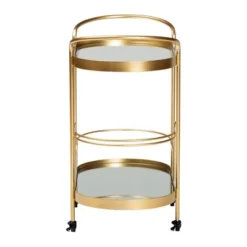 Kamal Glam Brushed Metal And Mirrored Glass 2 Tier Mobile Wine Bar Cart Gold - Baxton Studio -Baxton Studio GUEST 06d671cf b6ac 4fe7 a60f 6a94ab47a474
