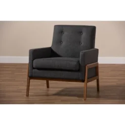 Perris Fabric Upholstered Walnut Wood Lounge Chair - Baxton Studio 18 Perris Fabric Upholstered Walnut Wood Lounge Chair - Baxton Studio -Baxton Studio GUEST 071367cd 2a5b 4548 bfd3 14635249dc73