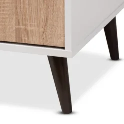 Bastien Light Oak 6 Shelf TV Stand For TVs Up To 60" White/Brown - Baxton Studio -Baxton Studio GUEST 0715f0fb e0a2 44fd be0a 8d122b3e7d6a