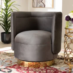 Saffi Velvet Upholstered Swivel Accent Chair - Baxton Studio -Baxton Studio GUEST 073e4f8c d5d5 4d16 a199 e89b7e492ebc