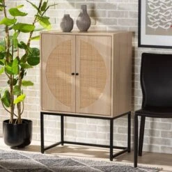 Ardon Bohemian Wood And Metal 2 Door Storage Cabinet With Rattan Light Brown/Black - Baxton Studio -Baxton Studio GUEST 079202e3 aa6f 4241 87aa 4d07a207be45