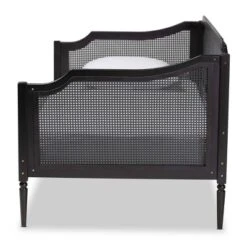 Twin Hancock Wood And Synthetic Rattan Daybed Charcoal - Baxton Studio