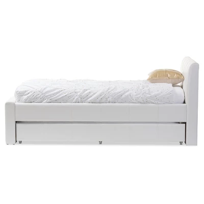 Twin Cosmo Modern And Contemporary Faux Leather Trundle Bed White - Baxton Studio 4 Twin Cosmo Modern And Contemporary Faux Leather Trundle Bed White - Baxton Studio - Image 2