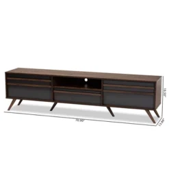 Naoki Wood TV Stand For TVs Up To 75" Gray/Walnut - Baxton Studio -Baxton Studio GUEST 08364ac9 31ad 448f bbaa 347ddf71ae14