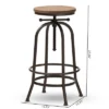 Baxton Studio Aline Wood And Rust Finished Steel Adjustable Swivel Barstool Brown - BaxtonStudio -Baxton Studio GUEST 08a43005 80f7 4b29 89e1 57e105698bf6