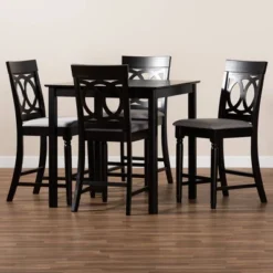 5pc Verina Upholstered Espresso Wood - Baxton Studio -Baxton Studio GUEST 08bd9d8d bf07 459b 8d41 6cd894ff00d8