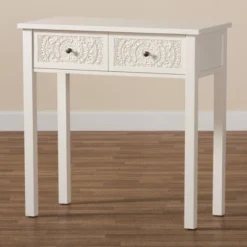 Lambert Wood 2 Drawer Console Table White - Baxton Studio -Baxton Studio GUEST 09132638 7971 46a4 958b d4f1d2be3d13