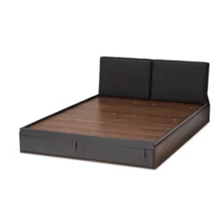 Queen Rikke Two-Tone Wood Platform Storage Bed With Upholstered Headboard Gray - Baxton Studio -Baxton Studio GUEST 0949619d 0df9 4ad6 bc02 a515163a895c