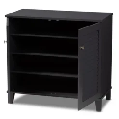 Shelf Wood Shoe Storage Cabinet Coolidge Finished Dark Gray - Baxton Studio