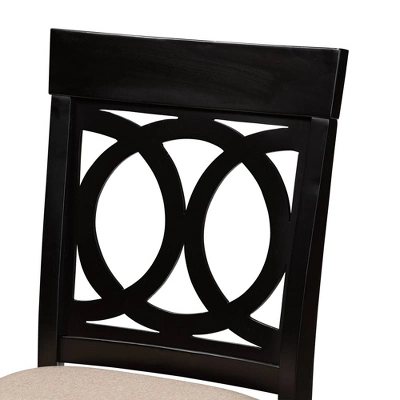 Set Of 2 Verina Upholstered Wood Counter Height Barstools Sand/Espresso - Baxton Studio 7 Set Of 2 Verina Upholstered Wood Counter Height Barstools Sand/Espresso - Baxton Studio - Image 5