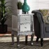 Wycliff Metal And Mirrored Glass 2 Drawer Nightstand Dark Gray/Silver - Baxton Studio -Baxton Studio GUEST 0b20bf7a 8431 4cfb a0c7 064b655a80f7