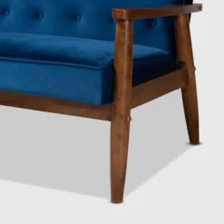 Sorrento Velvet Upholstered Wooden 3 Seater Sofa Navy Blue/Brown - Baxton Studio -Baxton Studio GUEST 0b31ea2b 56c2 42d2 8d95 002309fb7ac8
