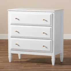3 Drawer Naomi Wood Bedroom Chest White/Gold - Baxton Studio -Baxton Studio GUEST 0b8ad4aa 817c 4a5a 816a 71b399896835