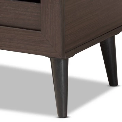 Salma Wood 2 Door Shoe Storage Cabinet Dark Brown - Baxton Studio 7 Salma Wood 2 Door Shoe Storage Cabinet Dark Brown - Baxton Studio - Image 5