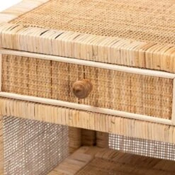 Bella Mahogany Wood And Natural Rattan 1 Drawer Nightstand Natural Brown - Baxton Studio -Baxton Studio GUEST 0be9afa6 f6d2 4ab0 86b4 7b8acbd24990