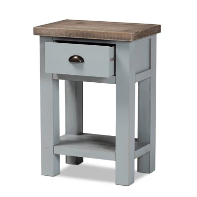 Hastin Two-Tone Wood 1 Drawer Nightstand Brown/Gray - Baxton Studio 3 Hastin Two-Tone Wood 1 Drawer Nightstand Brown/Gray - Baxton Studio