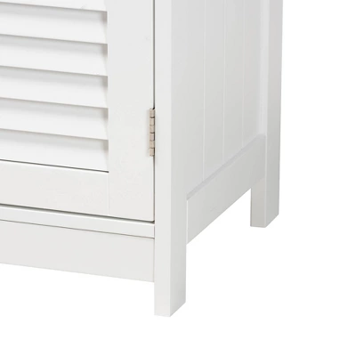 Rivera Wood And Metal 2 Door Bathroom Storage Cabinet White/Silver - Baxton Studio 8 Rivera Wood And Metal 2 Door Bathroom Storage Cabinet White/Silver - Baxton Studio - Image 6