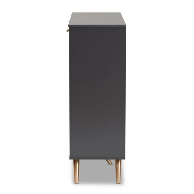 Kelson Wood 3 Door Cabinet Dark Gray/Gold - Baxton Studio 5 Kelson Wood 3 Door Cabinet Dark Gray/Gold - Baxton Studio - Image 3