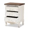 Levron And Antique Wood 3 Drawer Nightstand Walnut Brown/Antique White - Baxton Studio -Baxton Studio GUEST 0c8db506 3b3e 4d8a af57 aeaeedb01a53