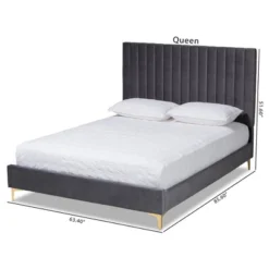 Queen Serrano Velvet Fabric Upholstered And Metal Platform Bed Gray/Gold - Baxton Studio -Baxton Studio GUEST 0cabe53f 3f8f 4045 971e 10d192effd91
