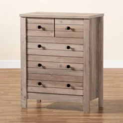 Derek Natural Wood 5 Drawer Chest Brown - Baxton Studio -Baxton Studio GUEST 0cb61e63 4a40 4d29 9525 10e4d7dd3b6b