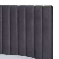 Queen Serrano Velvet Fabric Upholstered And Metal Platform Bed Gray/Gold - Baxton Studio -Baxton Studio GUEST 0cbbfa06 5301 464a a58d ecbc9329f7ed