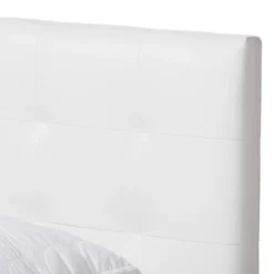 King Mitchell Rustic Industrial Walnut Wood And Faux Leather Metal Platform Bed White - Baxton Studio -Baxton Studio GUEST 0cbc5fec b495 4900 bb75 56032668384d