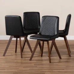 Set Of 4 Pernille Faux Leather Walnut Finished Dining Chairs - Baxton Studio 11 Set Of 4 Pernille Faux Leather Walnut Finished Dining Chairs - Baxton Studio -Baxton Studio GUEST 0eaf4dde 9277 42f9 9831 a8f3d2a04ef1