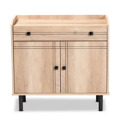 Patterson Wood 2 Door Kitchen Storage Cabinet Oak Brown - Baxton Studio 4 Patterson Wood 2 Door Kitchen Storage Cabinet Oak Brown - Baxton Studio - Image 2