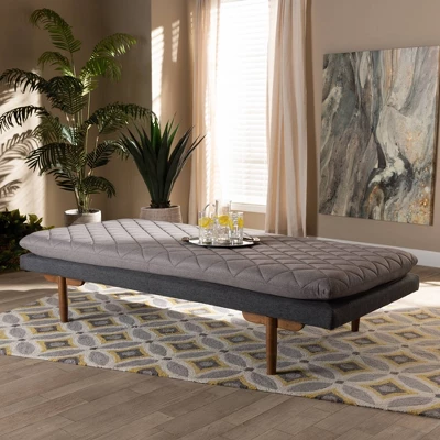 Twin Two Marit Tone Upholstered Wood Daybed Gray/Walnut - Baxton Studio 7 Twin Two Marit Tone Upholstered Wood Daybed Gray/Walnut - Baxton Studio - Image 5