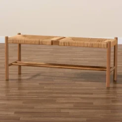 Saura Oak Wood Hemp Dining Bench Brown - Baxton Studio -Baxton Studio GUEST 0feac9c1 55ad 4313 bef1 83561981ad69