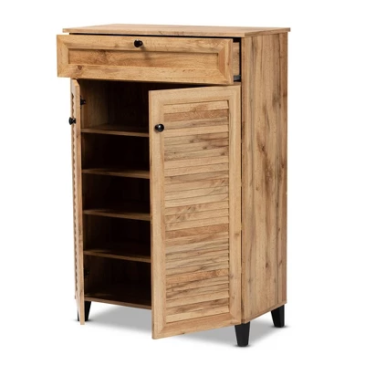 Coolidge Wood 5 Shelf Storage Cabinet Oak Brown - Baxton Studio 3 Coolidge Wood 5 Shelf Storage Cabinet Oak Brown - Baxton Studio