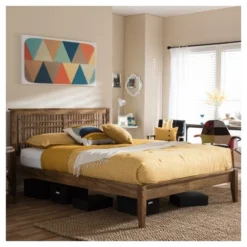 Loafey Mid-Century Modern Solid Wood Window-Pane Style Platform Bed - Baxton Studio -Baxton Studio GUEST 1066c876 e25f 4079 a729 1451fa42c6e1