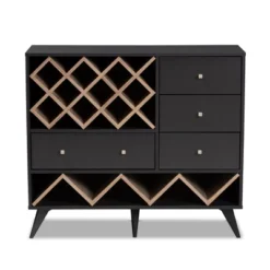 Baxton Studio Savino And Oak Finished Wood Wine Cabinet Gray/Brown - BaxtonStudio -Baxton Studio GUEST 1071ccb3 690c 40bc a5a9 1d40cc916542