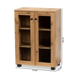 Mason Wood 2 Door Storage Cabinet With Glass Doors Oak Brown/Black - Baxton Studio 11 Mason Wood 2 Door Storage Cabinet With Glass Doors Oak Brown/Black - Baxton Studio -Baxton Studio GUEST 107ee23c 78c6 4c7a ae1b 64e41eca2e61