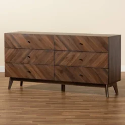 Hartman Wood 6 Drawer Dresser Walnut Brown - Baxton Studio -Baxton Studio GUEST 1088883d 7b01 460f 8f79 995e7baeadc5