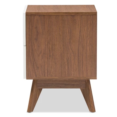 Calypso Mid - Century Modern Wood 3 - Drawer Storage Nightstand - Brown - Baxton Studio 5 Calypso Mid - Century Modern Wood 3 - Drawer Storage Nightstand - Brown - Baxton Studio - Image 3